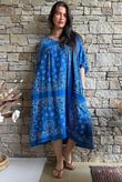 Kasbah Bubble Cotton Bandana Peasant Dress Malibu Blue